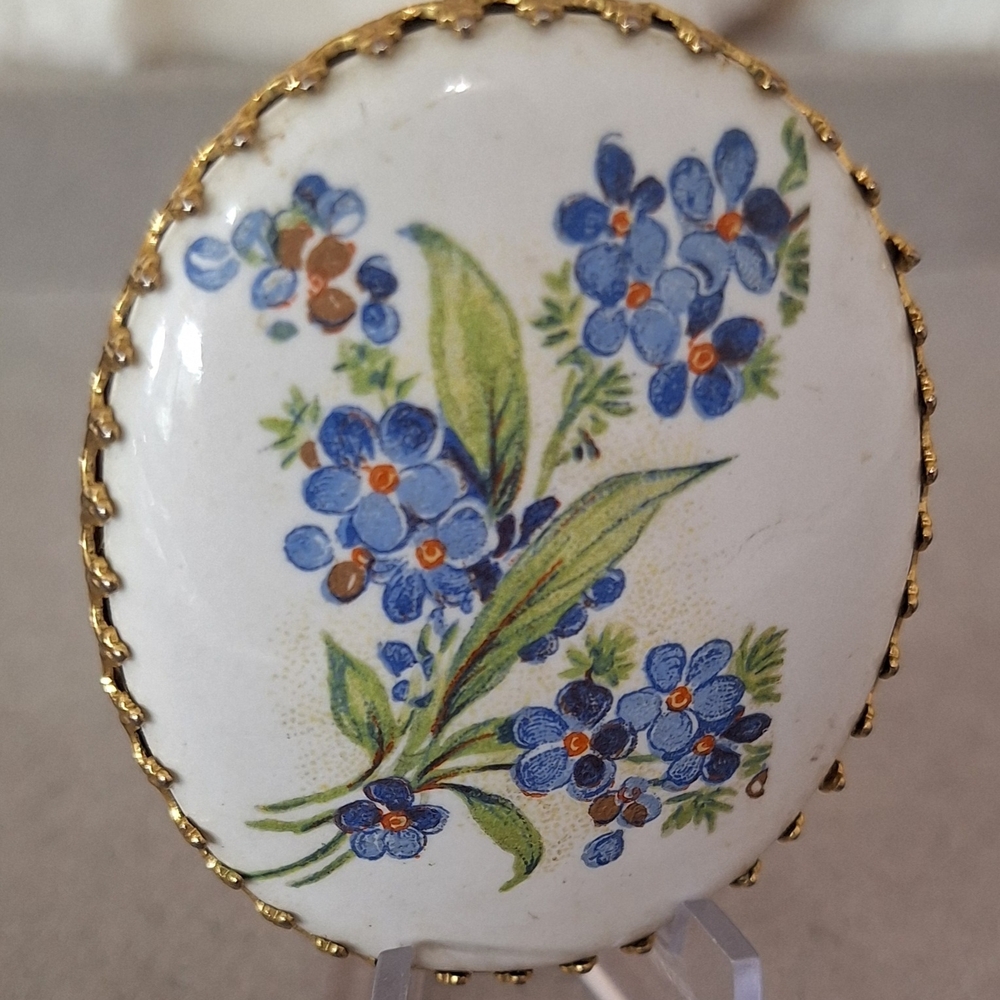Floral Brooch with Gold Trim
